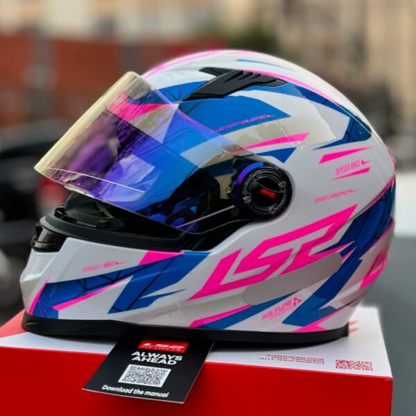 CAPACETE LS2 FF358 DRAZE BRANCO/AZUL/ROSA
